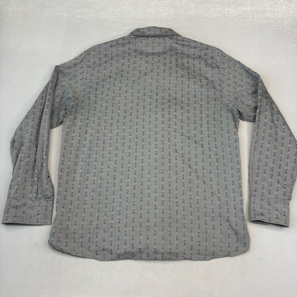 Robert Graham Shirt Mens XL Grey Tiki Mask Tailored Fit Cotton Button Down Long - Picture 4 of 8